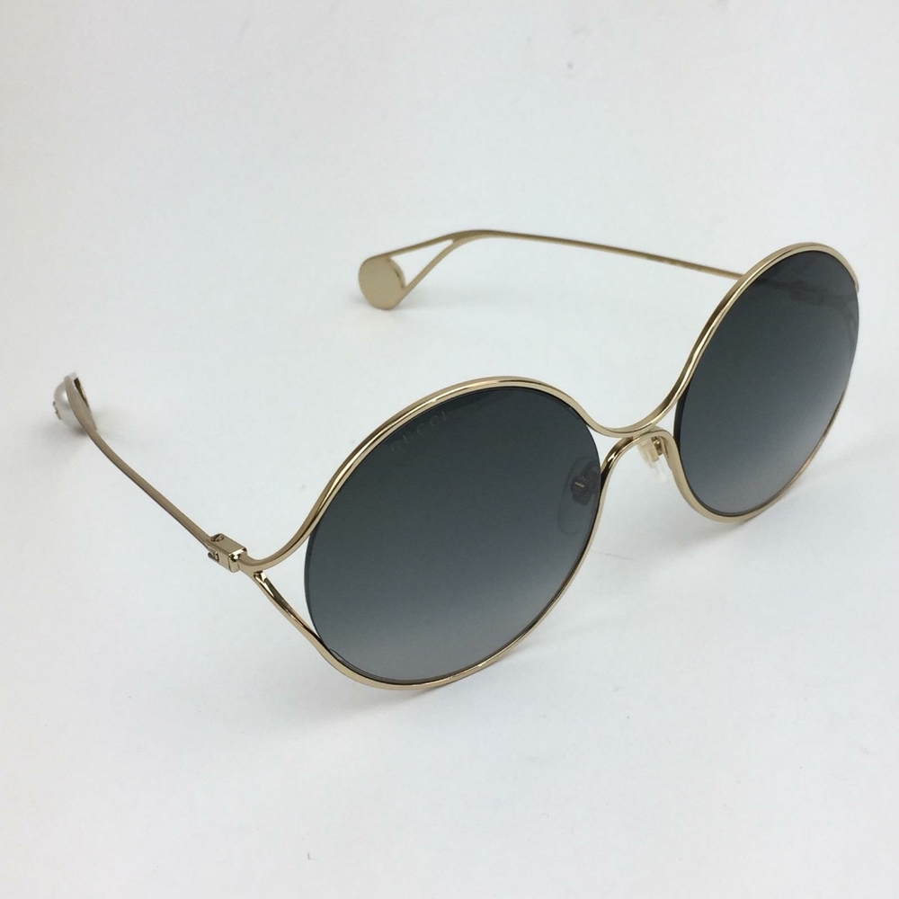 Gucci Gold Frame Round Sunglasses with Gray Gradient Lenses - Picture 8 of 16